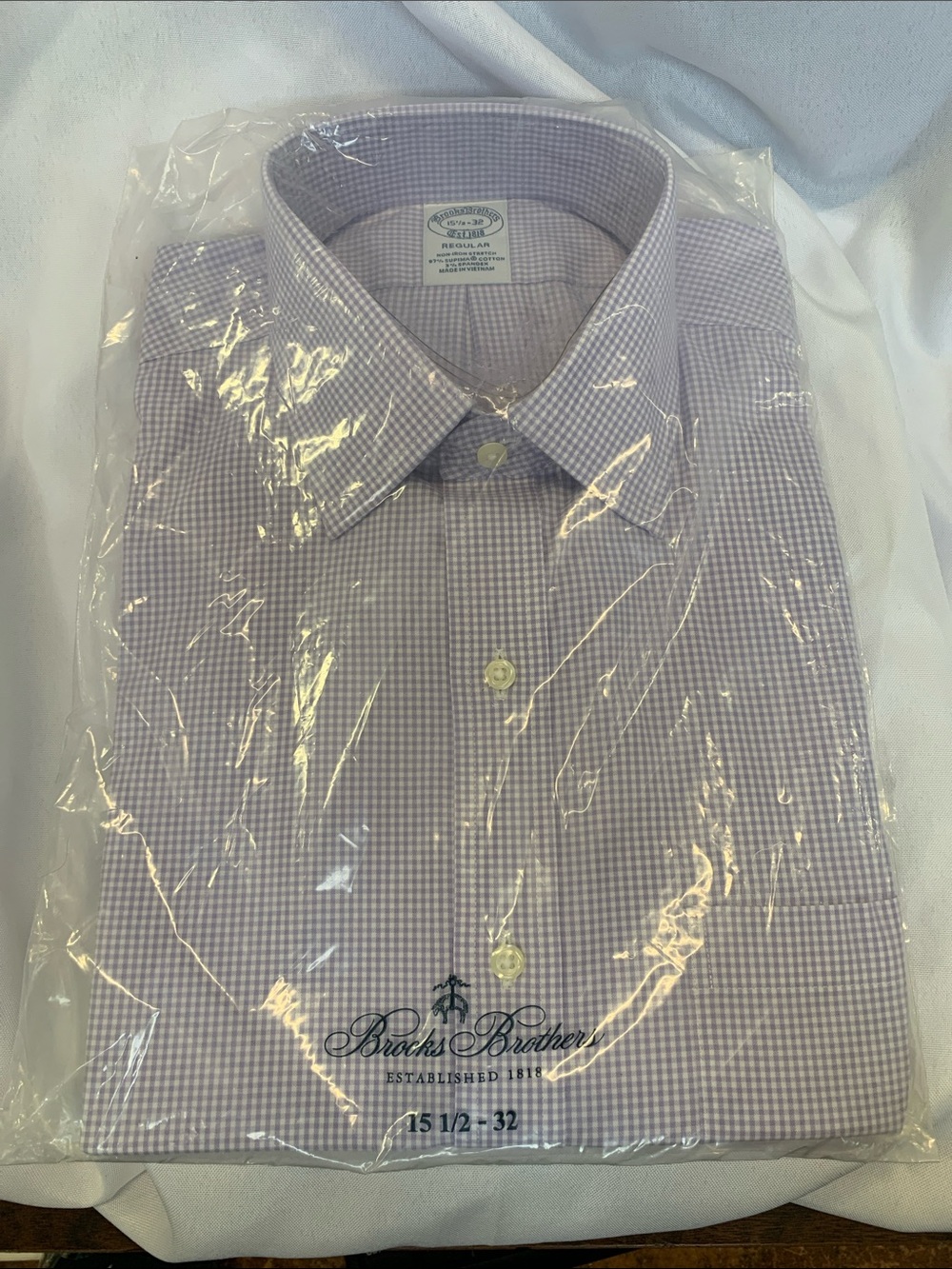 Brooks Brothers Lavender Gingham Dress Shirt